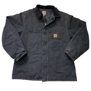 Vintage 90s Carhartt Double Front Pocket Jacket Black‎ Arctic Chore Coat - XL